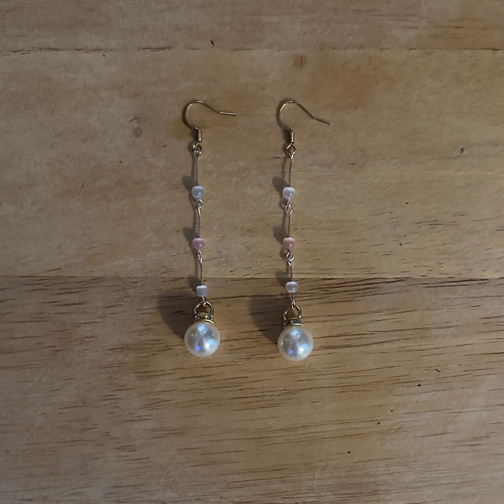 Elegant Multicolored Beaded Pearl Charm Drop Earrings